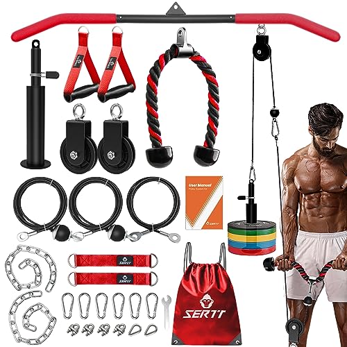 SERTT Cable Pulley System Gym, Tricep Workout Pulley System for LAT Pulldown, Biceps Curl, Triceps, Shoulders, Back, Forearm Workout, Home Gym Weight Pulley System for Squat Rack, Garage - Image 1