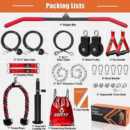 SERTT Cable Pulley System Gym, Tricep Workout Pulley System for LAT Pulldown, Biceps Curl, Triceps, Shoulders, Back, Forearm Workout, Home Gym Weight Pulley System for Squat Rack, Garage - Image 2