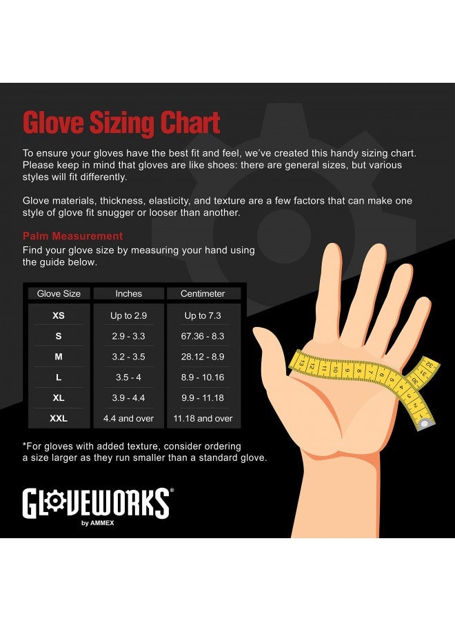 Gloveworks Black Disposable Nitrile Industrial Gloves, 5 Mil, Latex And Powder-Free, Food-Safe, Textured, Medium, Box Of 100  - Image 2