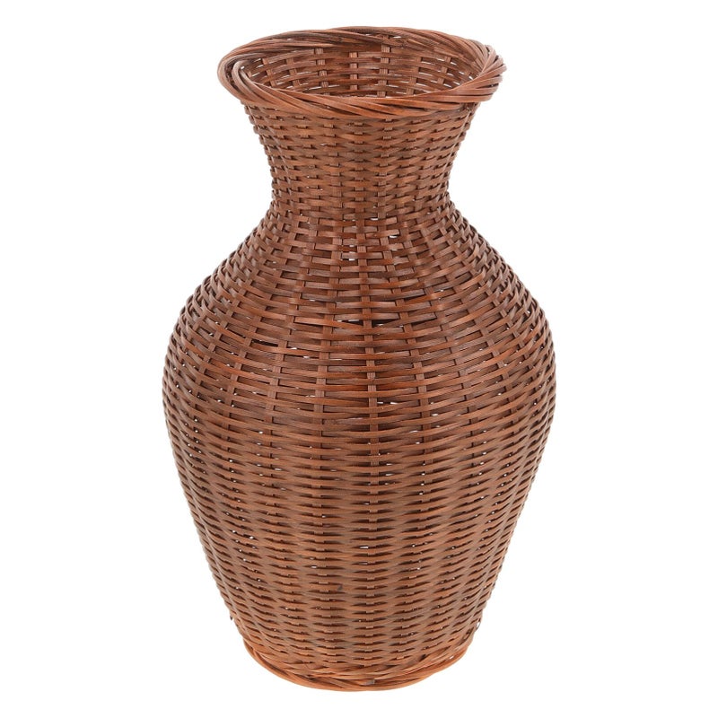 PRETYZOOM Bamboo Wicker Flower Vase 7.28 Inch Handwoven Decorative Vase Rustic Boho Style Flower Arrangement Pot for Home Living Room Zen Artistic Decor - Image 1