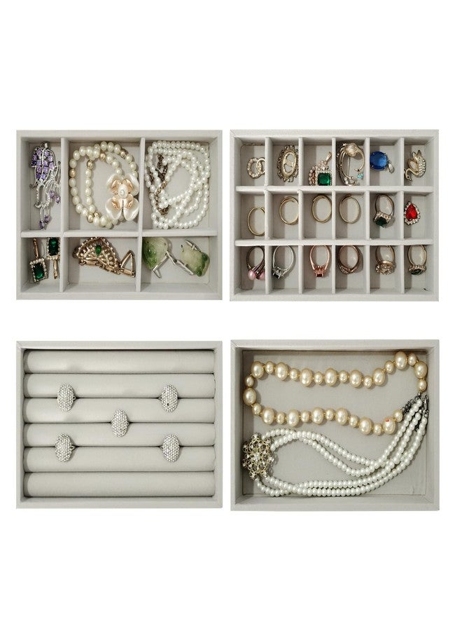 SCIKHEFT Stackable Jewelry Organizers and Storage with Velvet Jewelry Trays, Earring Organizer and Jewelry Drawer Organizer Inserts for Drawers - Image 1