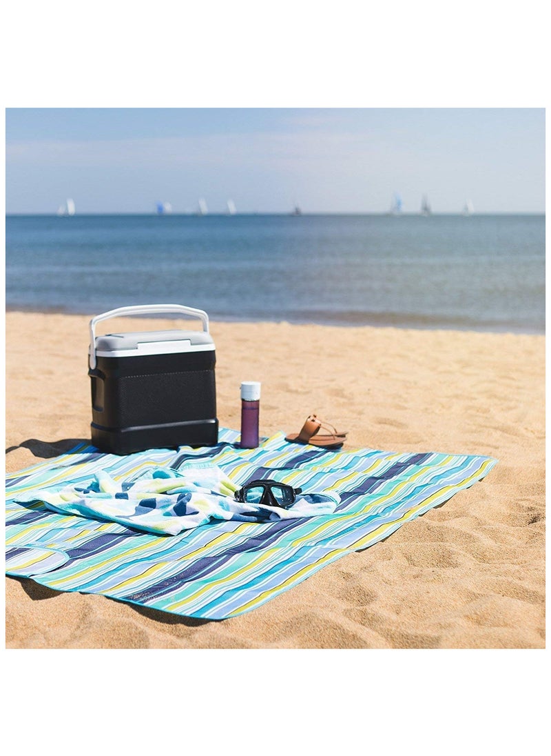 SMILEE Waterproof Foldable Outdoor Camping Mat Widen Picnic Mat Plaid Beach Blanket Baby Multiplayer Tourist Mat-Blue Stripes  - Image 5