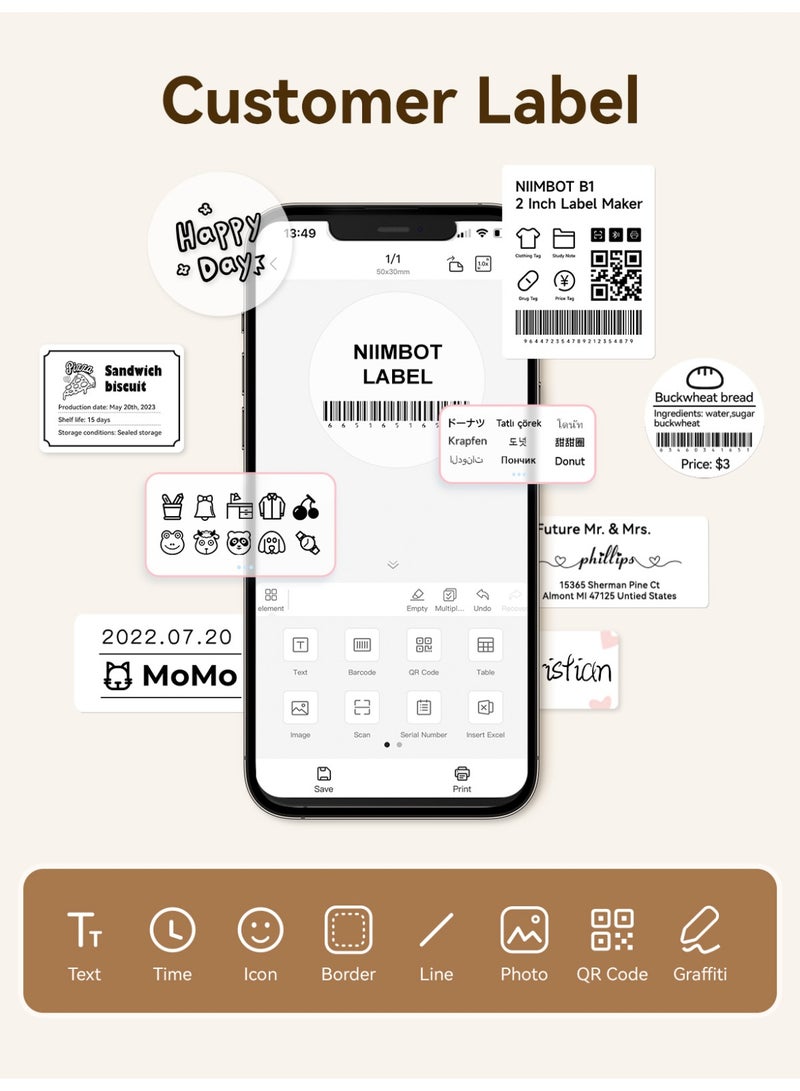 نيمبوت 7شريط ملصقات NIIMBOT لطابعات الملصقات B1/B21/B31/B3S/B4/K3، 50 × 80 مم (1.97 بوصة × 3.15 بوصة)، شريط ملصقات حراري مقاوم للماء لمعلومات المنتج/العنوان/الباركود/السعر (أبيض) - Image 4