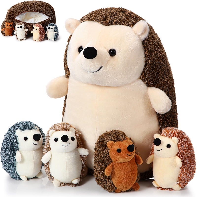 HI-BOOM Hiboom 5 Pcs Hedgehog Stuffed Animal 14 Inch Large Mommy Hedgehog Stuffed Plush Toys with 4 Plush Baby Soft Cuddly Plushie Toy Set Easter Gifts for Kids Birthday Gifts Party FavorsStanding - Image 3