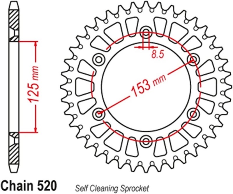 QASULER 520 Motorcycle Rear Sprocket - Image 2