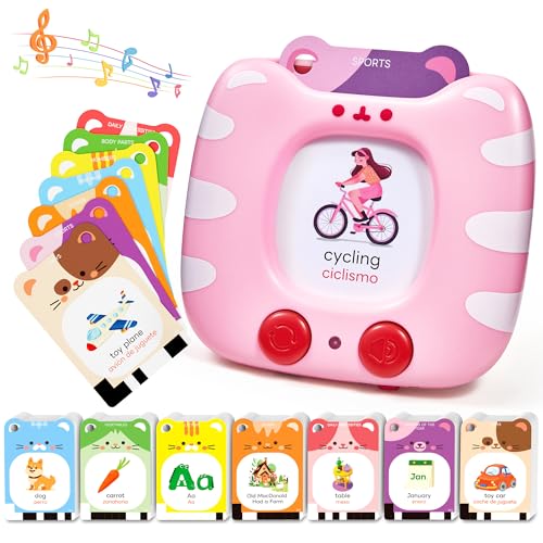JoyCat Spanish English Bilingual Talking Flash Cards for Toddlers 15 454 Words with Durable Thick Cards Easy to Slide in and Out Speech Therapy Toys Birthday Gifts for Boys Girls - Image 1