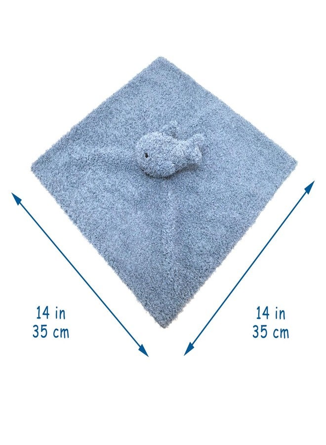 Doindute Baby Dark Blue Whale Soft Stuffed Animal Security Blanket, Plush Whale Character Lovey Blanket, Baby Shower/Nursery Gift, Newborn Infant Toddler Snuggle Blankie for Boys Girls, 14 Inches - Image 2