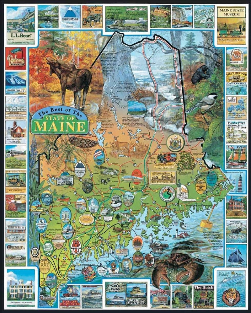 White Mountain 1000 Piece Jigsaw Puzzle State Landmarks Map Puzzles with Large Pieces Gift for Adults and Family 24x30 Best Of Maine - Image 2