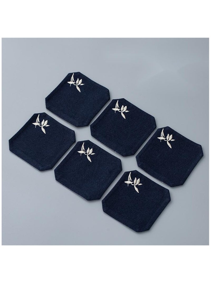 Y&D Chinese Style Cotton Linen Retro Water Absorbing Double Layer Thickened Cup Holder Fabric Embroidered Tea Cup Pad Fabric Art Cup Pad 