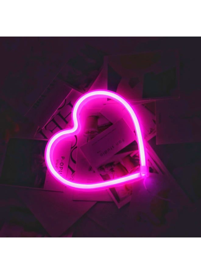 NiniTe LIGHTS Heart LED Neon USB/Battery Powered Heart Shaped Neon Sign Lamp, Decorative Night Light Wall Decor for Bedroom Living Room Kids Room Wedding Party Christmas (Pink) - Image 4