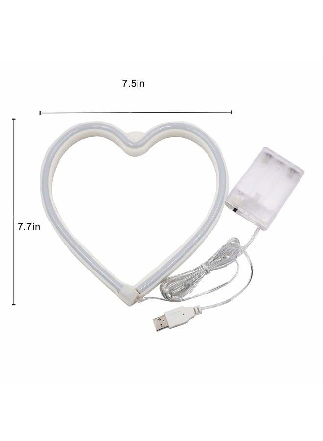 NiniTe LIGHTS Heart LED Neon USB/Battery Powered Heart Shaped Neon Sign Lamp, Decorative Night Light Wall Decor for Bedroom Living Room Kids Room Wedding Party Christmas (Pink) - Image 2