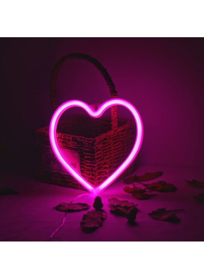 NiniTe LIGHTS Heart LED Neon USB/Battery Powered Heart Shaped Neon Sign Lamp, Decorative Night Light Wall Decor for Bedroom Living Room Kids Room Wedding Party Christmas (Pink) - Image 5