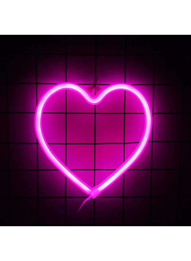 NiniTe LIGHTS Heart LED Neon USB/Battery Powered Heart Shaped Neon Sign Lamp, Decorative Night Light Wall Decor for Bedroom Living Room Kids Room Wedding Party Christmas (Pink) - Image 3