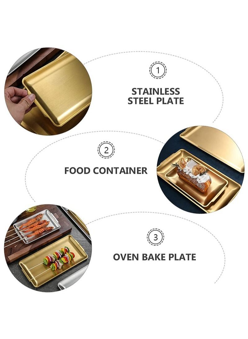 EZdenK صينية خبز من الفولاذ المقاوم للصدأ، صينية معدنية مستطيلة قابلة لإعادة الاستخدام، صينية حلوى العشاء، صينية حلوى مناسبة للمطبخ المنزلي، والتخييم، والمشي لمسافات طويلة، والشاطئ في الهواء الطلق - Image 5