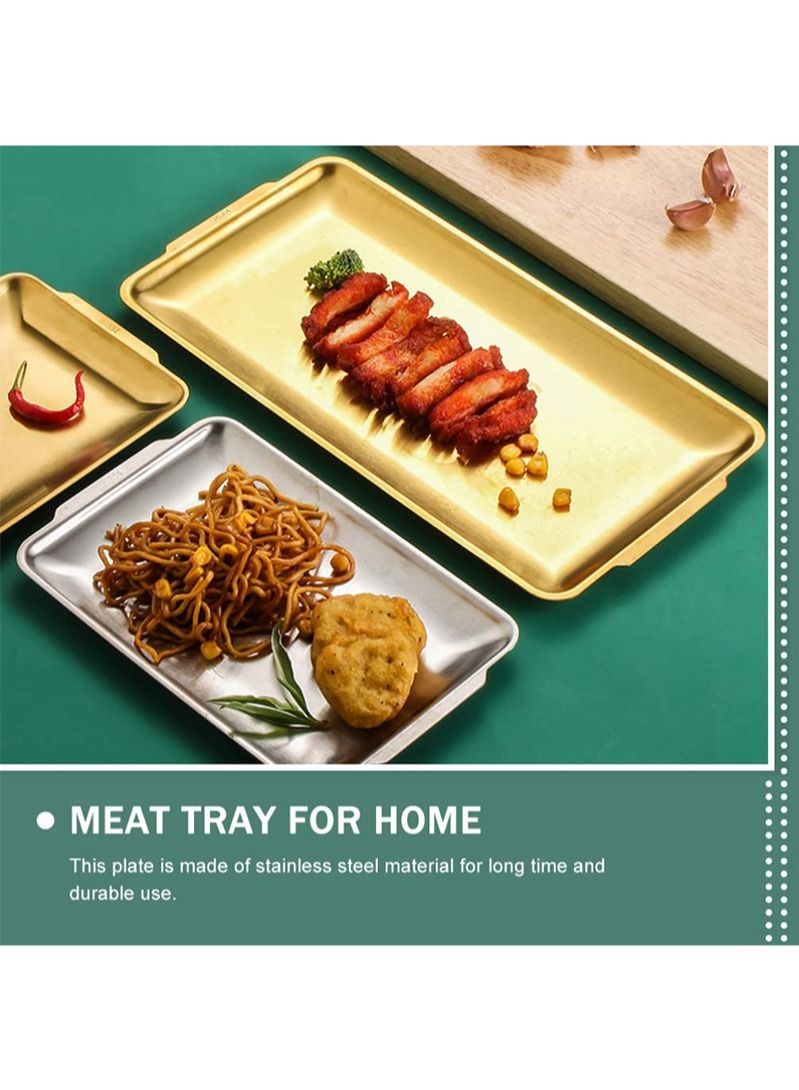 EZdenK صينية خبز من الفولاذ المقاوم للصدأ، صينية معدنية مستطيلة قابلة لإعادة الاستخدام، صينية حلوى العشاء، صينية حلوى مناسبة للمطبخ المنزلي، والتخييم، والمشي لمسافات طويلة، والشاطئ في الهواء الطلق - Image 4