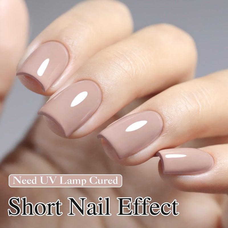 Double Rhythm 15ML Gel Polish Pure Sheer Same Color Same Bottle Soak Off Gel Polish Art Manicure Salon DIY at Home for Women (Milky Khaki-A1467) - Image 2