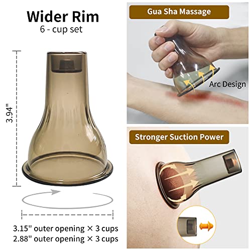 AIKOTOO Cupping Set Cupping Therapy Set Massage Cups for Pain Relief Physical Therapy Body Massage Gua Sha- 3 in 1 Cupping Kit for Massage Therapy with Pump Vacuum Suction 6 Extra Thick Super Cups - Image 5