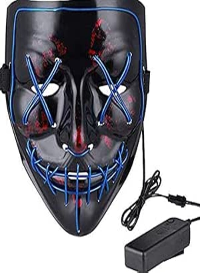 Other Glowing Blue LED Light Mask - Horror Halloween Ghost Clown Mask - Unisex - All Ages 