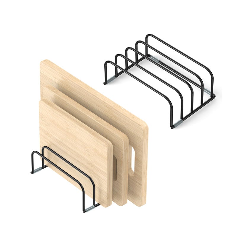 KORRTFID Cutting Board Storage Rack, Compact Cutting Board Organizer, Chopping Board Storage Stand Rack, Bakeware & Cookie Pan Sheets Organizer (2PCS 1.0 Inch) - Image 1
