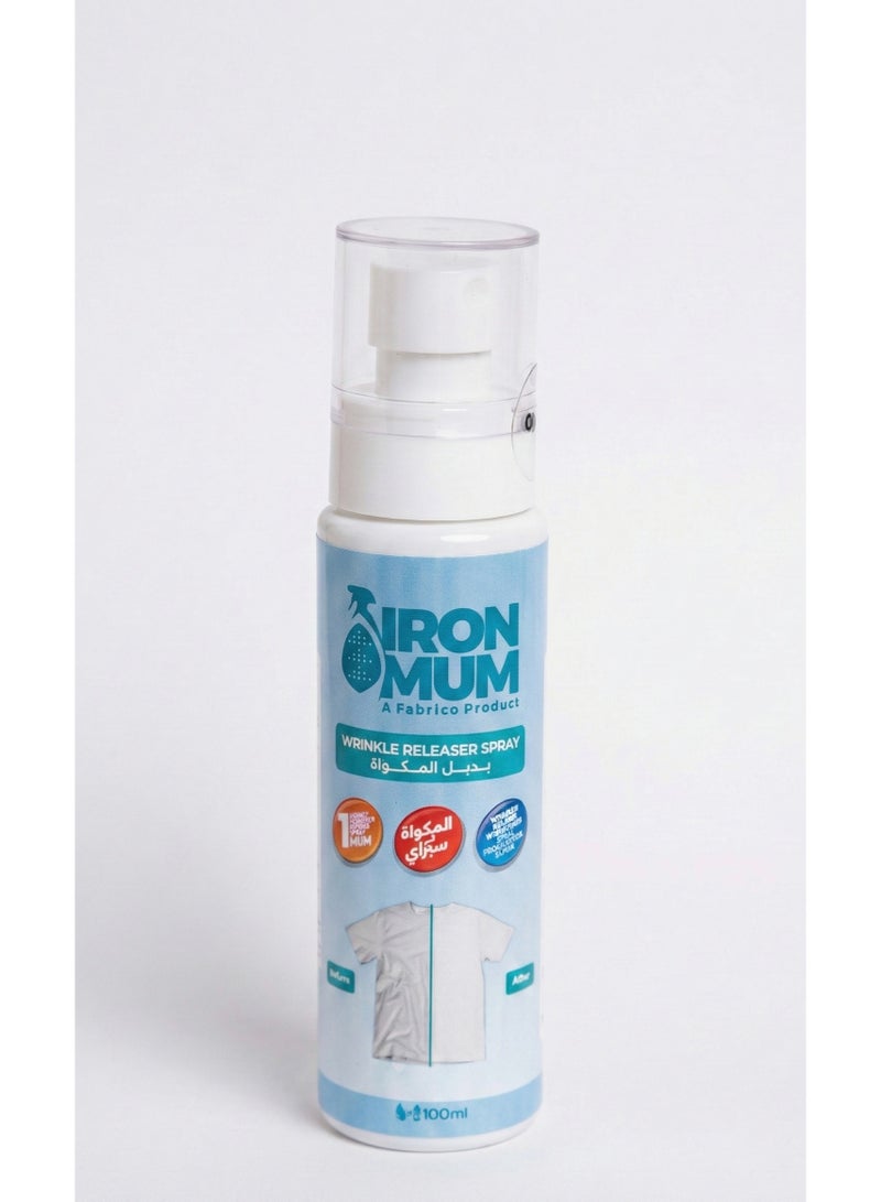 IronMum Wrinkle Releaser Spray 100ml – Removes Wrinkles Instantly, Safe on Clothes & Skin, Travel Size, Works Best on Cotton & Linen - Image 1