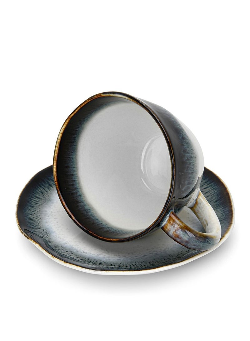 Fissman طقم مكون من قطعتين من الأكواب والصحون سعة 230 مل، سلسلة جالاتيكا آمنة للاستخدام في غسالة الأطباق والميكروويف، كوب إفطار للقهوة والكاكاو والكابتشينو والحليب - Image 2