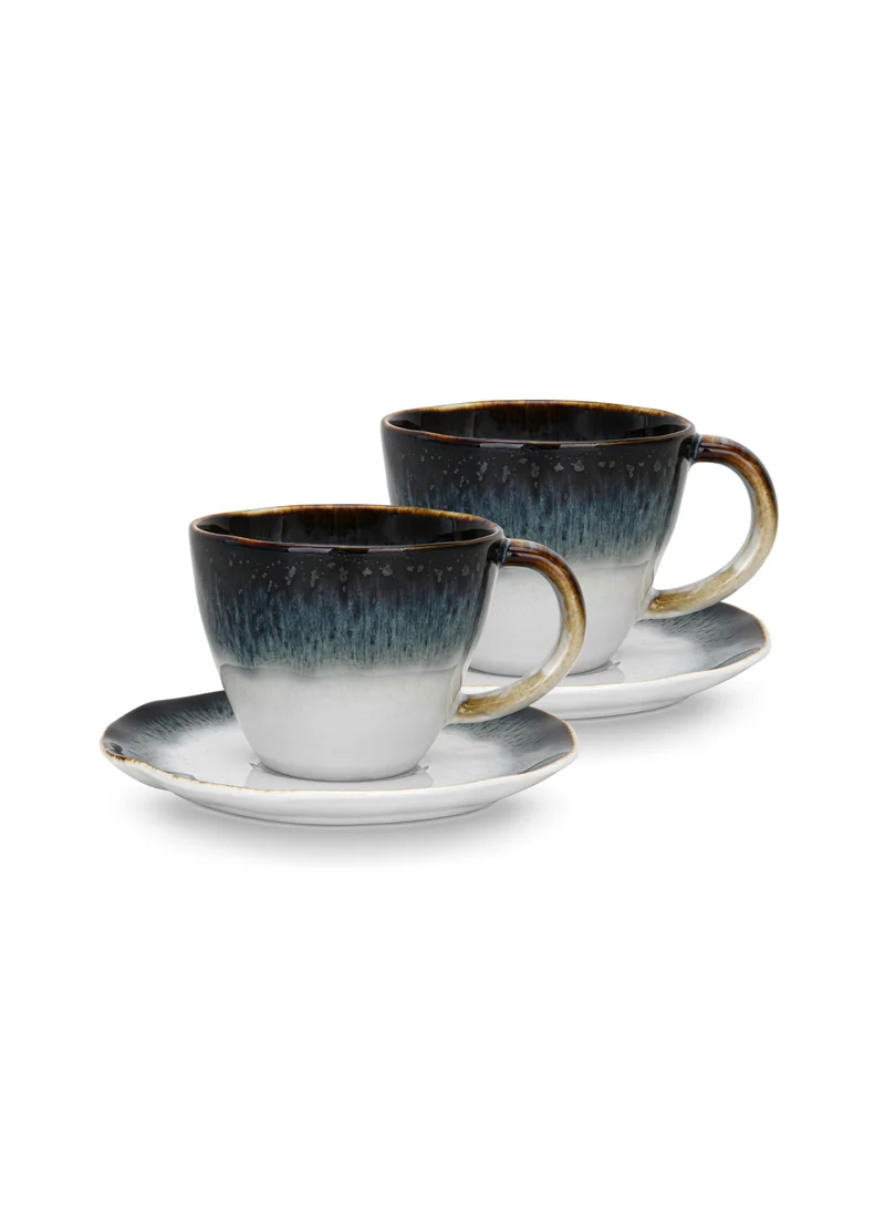 Fissman 2pcs Mug And Saucer Set 230 ml, Galatica Series Dishwasher&Microwave Safe, Breakfast Cup, for Coffee, Cocoa, Cappuccino, Milk
