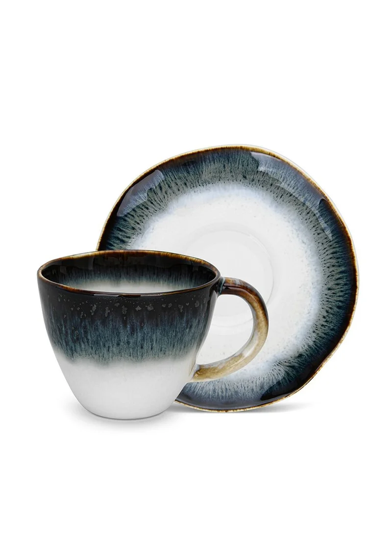 Fissman  2pcs Mug And Saucer Set 230 ml, Galatica Series Dishwasher&Microwave Safe, Breakfast Cup, for Coffee, Cocoa, Cappuccino, Milk  | Best Price UAE