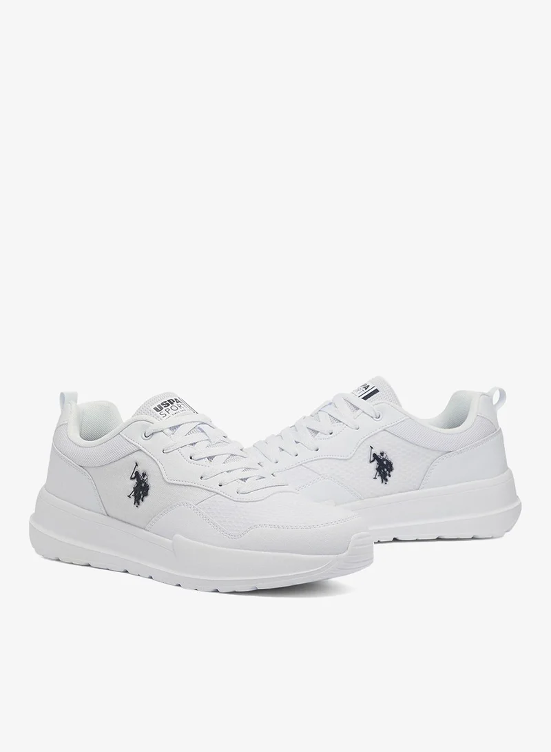 U.S. Polo Assn. White Men's White Low-Top Sneakers - Lightweight Shoes Lace-Up Design, Comfortable for Everyday Outfits for Men | Best Price UAE