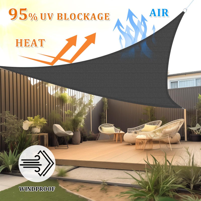 Shade&Beyond Triangle Sun Shade Sail 16'X16'X16' Permeable Canopy Dark Grey for Patio Garden Yard Deck Pergola (We Make Custom Size) - Image 2