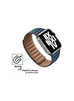 Anmi Leather Magnetic loop Strap Compatible with Apple watch Series Ultra 2 | 9 | 8 Ultra | 8 | 7 | 6 | 5 | 4 | 3 | SE, strap for iWatch Apple Watch Band 42mm 44mm 45mm 49mm (Blue)  - Image 3