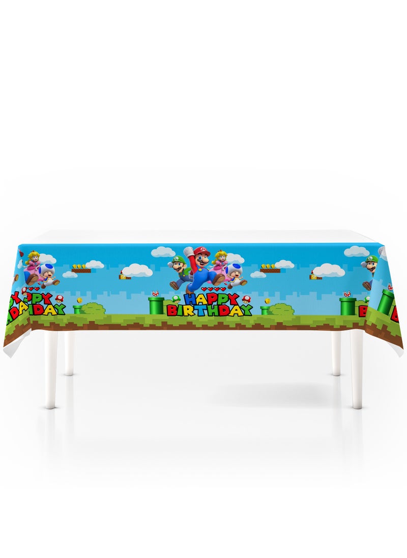 FRUITFUL PARTY Super Mario Disposable Tablecloth 1pcs,  42.5"x70.8" (108cm x 180cm) for Mario Bros Birthday Decorations  - Image 1