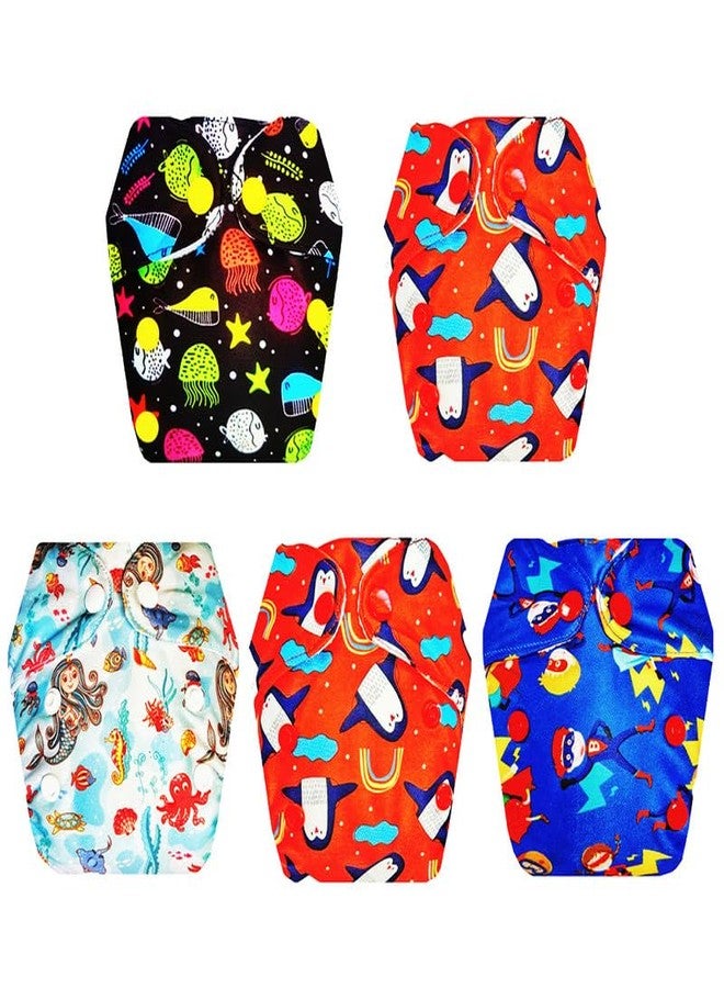 Dumbledo Premium Newborn Cloth Diaper with Integrated Soaker (Pack of 5) | Dry Feel and Comfortable | 6-Layer Absorbent Pad | Adjustable Snaps | Ideal for Toddlers | 0 - 4 Months | Unisex Baby - Image 1