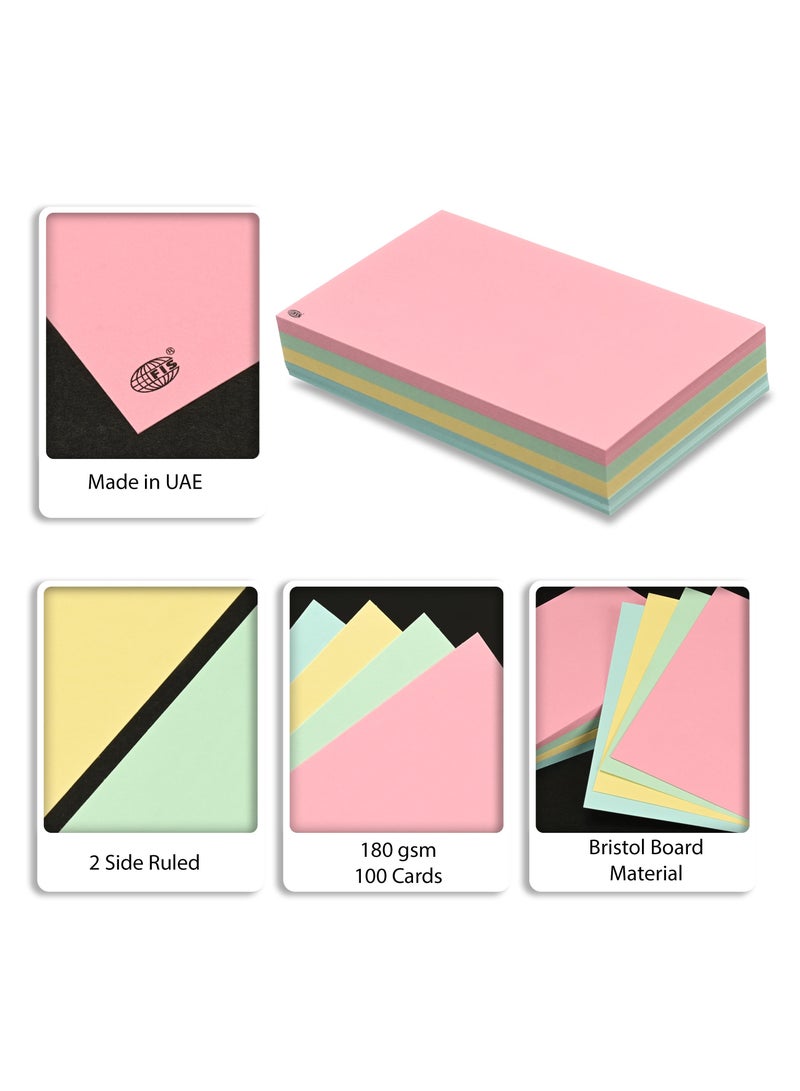 FIS® Record Cards or Index Cards, Size:8"x5" Inches (203x127mm), Two Sides Plain No Ruled, 180gsm, 100 Sheets Per Packet, 4 Assorted Colors,Packet of 3 Pieces-FSIC85-180PASST-3 - Image 5