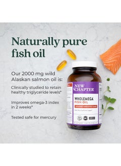 New Chapter Wholemega Fish Oil Supplement - Wild Alaskan Salmon Oil With Omega-3 + Vitamin D3 + Astaxanthin + Sustainably Caught - 120 Ct, 1000Mg Softgels  - Image 4