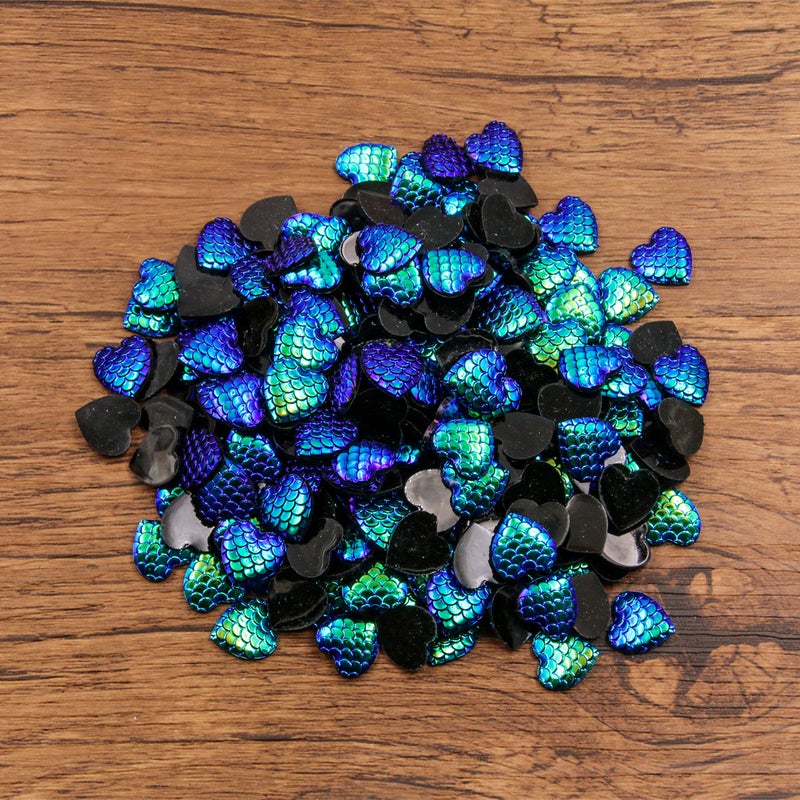Generic DIY Time Gem Accessories Multicolor Gradients Fish Scale Resin Patches Love 3 11X12mm 