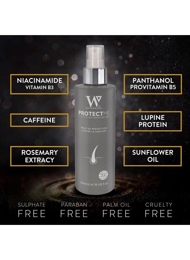 Watermans - Protect Me Thermal Protection Spray, Iron Straight Heat Spray that helps Resist Heat Damage to Hair & Tame Frizz, Pre-Iron Spray Leave-In 6.67 Oz - Image 1