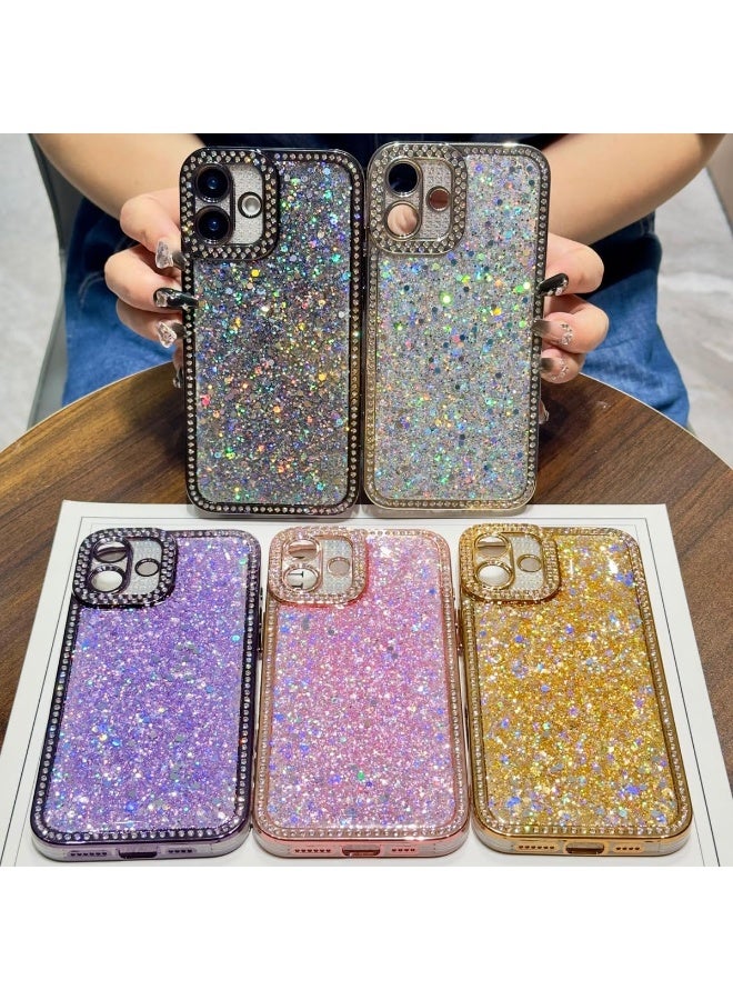 IPhone 16 Pro Case, Luxury Shiny Bling Sparkly Bumper Cover with Crystal Diamonds for Women Girls Soft Slim Shockproof Protective Phone Case (Pink, 16 Pro) - Image 4