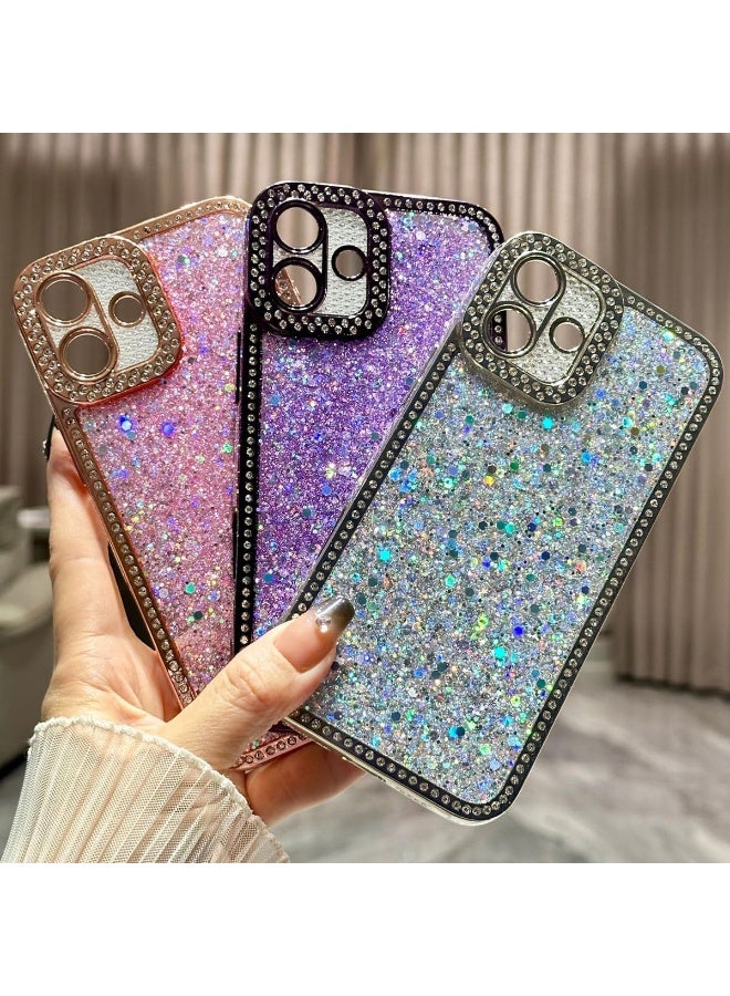 IPhone 16 Pro Case, Luxury Shiny Bling Sparkly Bumper Cover with Crystal Diamonds for Women Girls Soft Slim Shockproof Protective Phone Case (Pink, 16 Pro) - Image 2