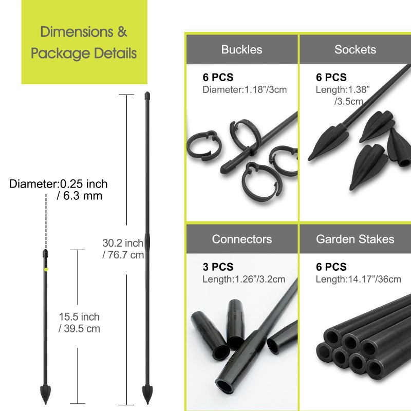 Rifny Plant Stakes for Indoor Plants, RIFNY 14 Inch Plant Support Stakes with Clips, Tall Adjustable Plant Sticks for Indoor Monstera Tomato Orchid Potted Plants Flower (6 PCS, Black) - Image 4