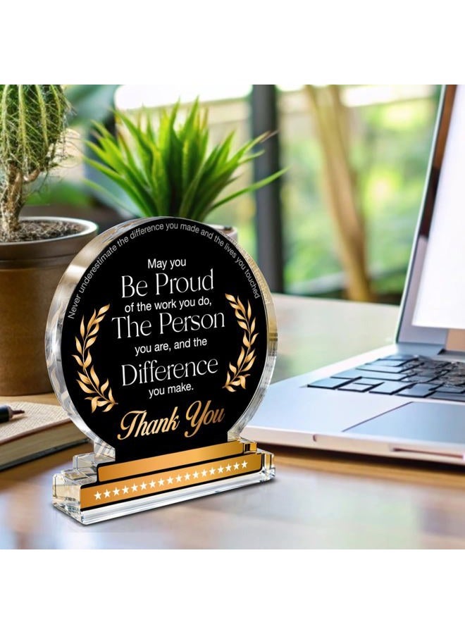 Yigaue Thank You Gifts for Coworkers, Appreciation Gift Leaving Retirement Gifts for Coworkers Colleagues Employees Boss Leader, May You Be Proud of the Work You Do Clear Desk Decorative Sign Office Decor - Image 3