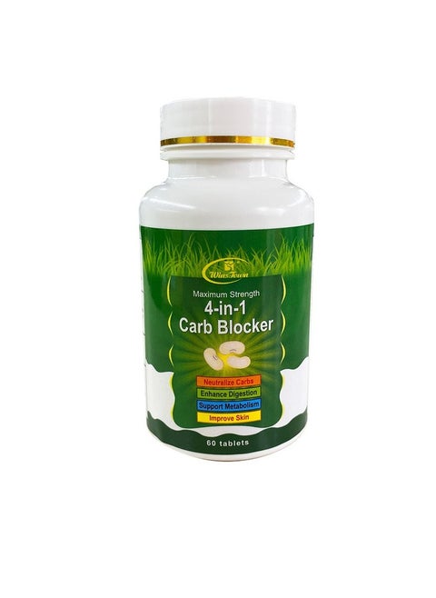 Maximum Strength 4 In 1 Carb Blocker, Natural Nutreints Skin Whitening Digestion Improvemnt Tablets, Effective Healthy Carb Intercept Capsules Dietary Supplement For Neutralizing Carbs