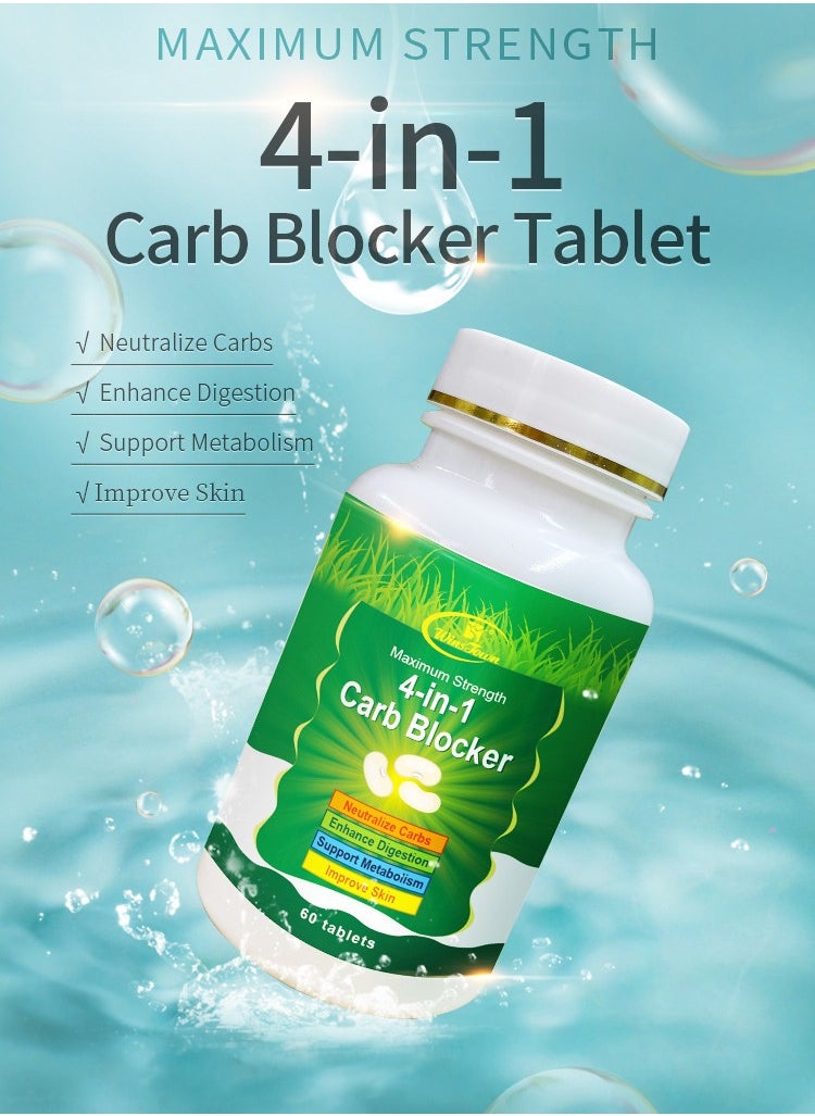 Wins Town - Maximum Strength 4 In 1 Carb Blocker, Natural Nutreints Skin Whitening Digestion Improvemnt Tablets, Effective Healthy Carb Intercept Capsules Dietary Supplement For Neutralizing Carbs - Image 1