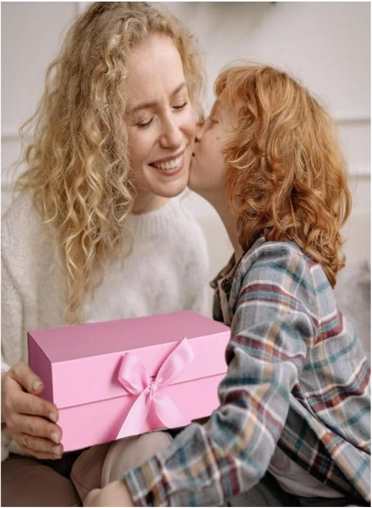كيلا 26 * 19 * 8 سم صندوق هدايا وردي اللون مع شريط لعيد الأم، أعياد الميلاد، الحفلات - Image 2