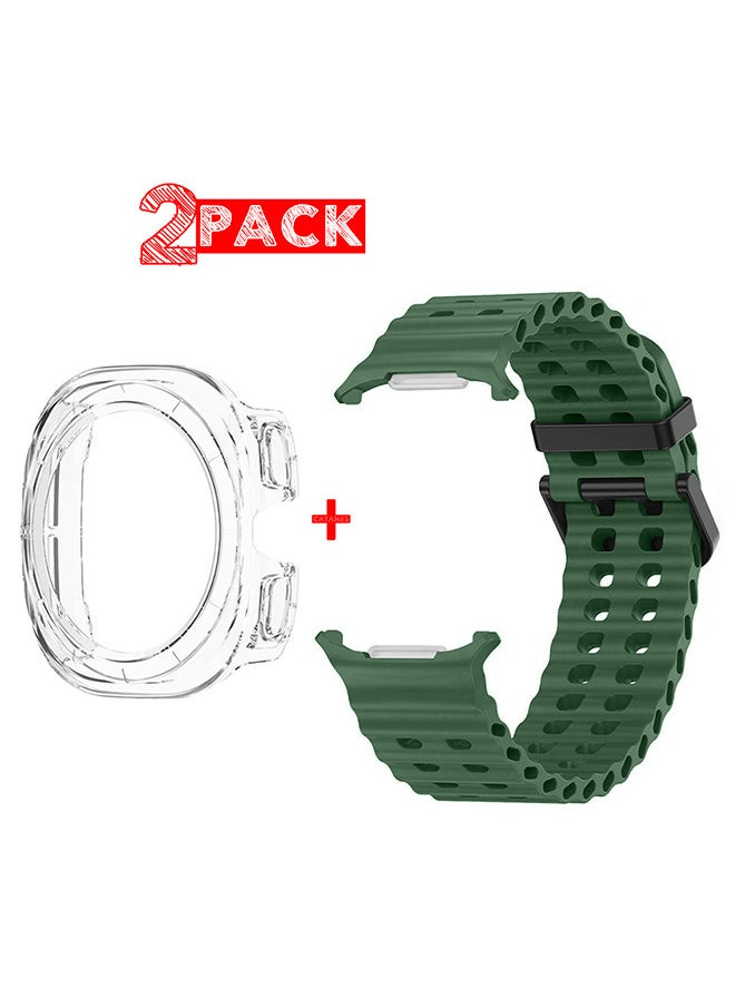 CATANES (for Samsung Galaxy Watch 7 Ultra 47mm) 2 Packs Silicone Band and Case, Soft Ocean Silicone Sport Strap Replacement Accessory  - Image 1