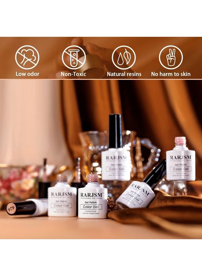 RARJSM Glitter Nude Gel Polish 6Pcs Set Pale Pink Milky Jelly Cashmere Pink Beige Apricot Champagne Brown Shimmer Iridescent Holographic Gel Nail Polish 7.5Ml Translucent Natural Soak Off Uv Led Cured - Image 2