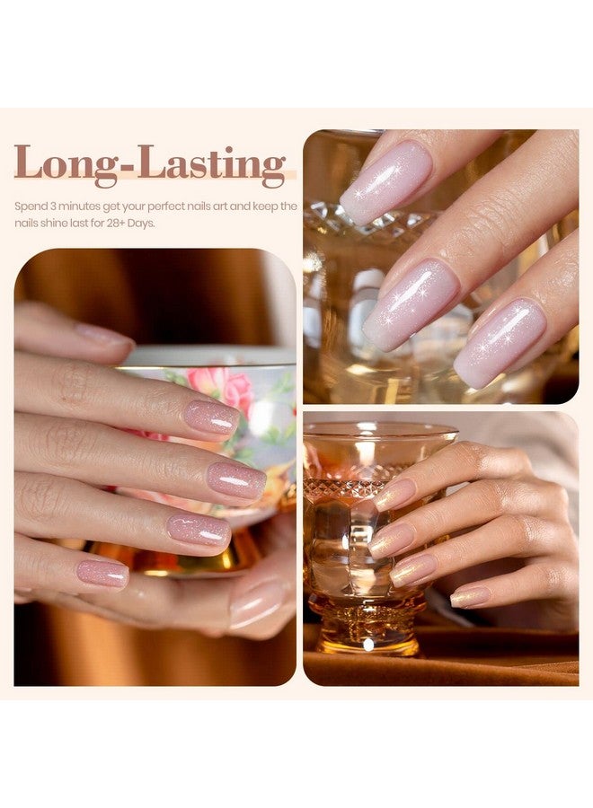 RARJSM Glitter Nude Gel Polish 6Pcs Set Pale Pink Milky Jelly Cashmere Pink Beige Apricot Champagne Brown Shimmer Iridescent Holographic Gel Nail Polish 7.5Ml Translucent Natural Soak Off Uv Led Cured - Image 4