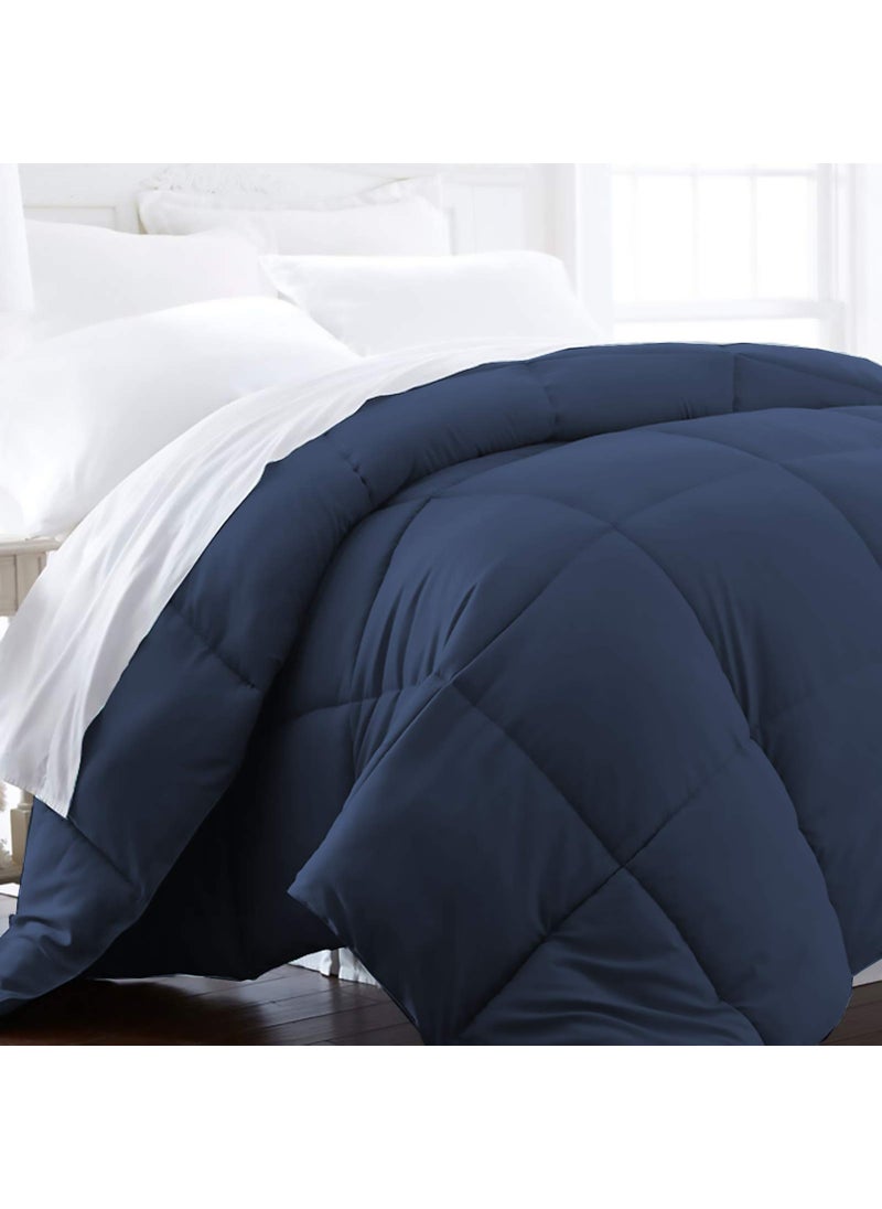 Beckham Luxury Linens 1600 Series Lightweight Goose Down Alternative Comforter FullQueen  Navy Blue 