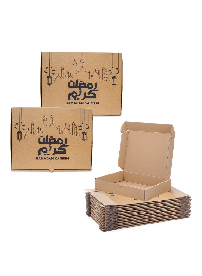 Duravel Pack Of 20,Medium Ramadan Kareem Iftar Meal Box Printed Corrugated Boxes Food Container Takeout Box | Iftar Snack Box made with Corrugated for Meals and Desserts - Image 1