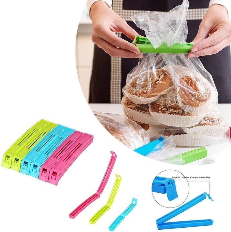 IONIX 18 Pcs-3 Different Size Plastic Food Snack Bag Pouch Clip Sealer Large, Medium, Small Plastic Snack Seal Sealing Bag Clips Vacuum Sealer, for Packet Sealing, Air Tight Clips for Packets - Image 1