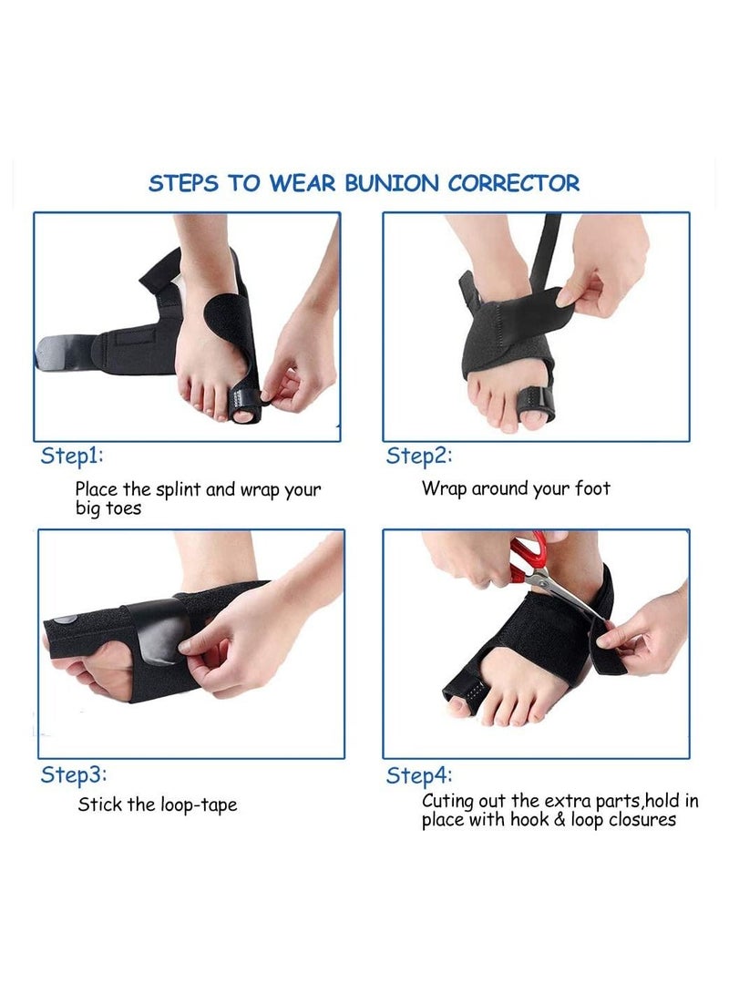 4-Piece Bunion Splints Big Toe Straightener Bunion Corrector and Bunion Relief Protector Sleeves Kit - Image 3